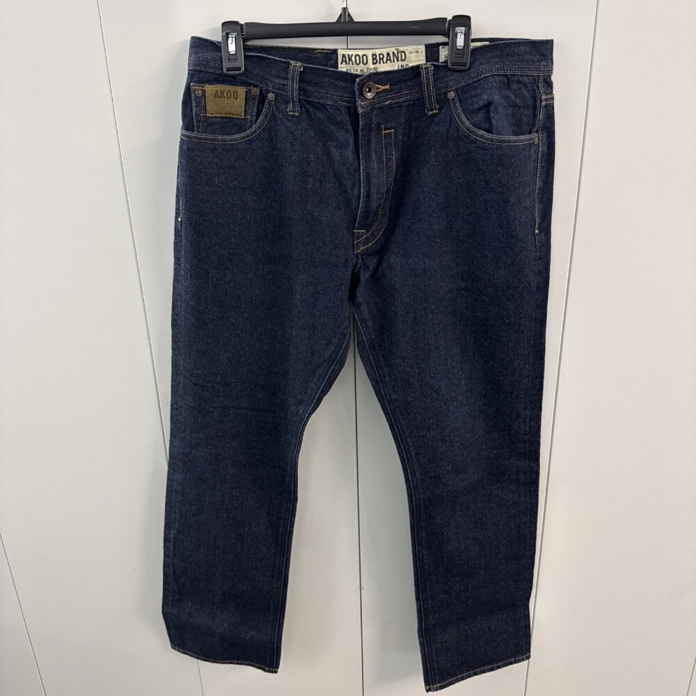 AKOO Jeans Men's Size 36x31 Denim‎ Dark Wash Straight Leg